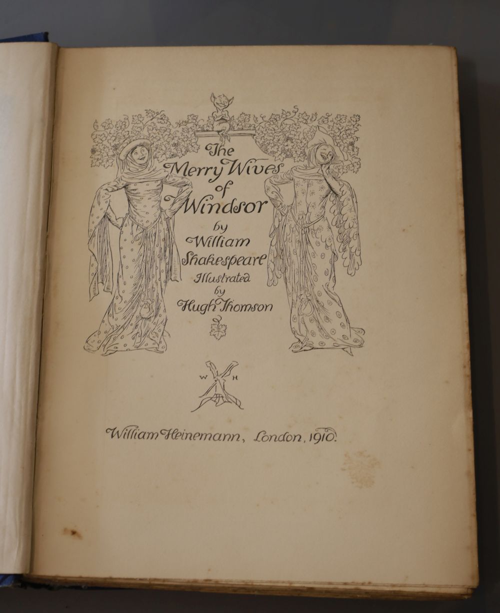 Shakespeare, William - Merry Wives of Windsor, illustrated by Hugh Thompson, qto, blue cloth with 40 tipped-in plates (some loose),